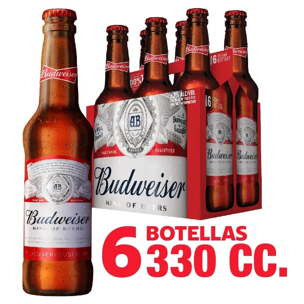 SIX PACK CERVEZA BUDWEISER BTLIN 330CC